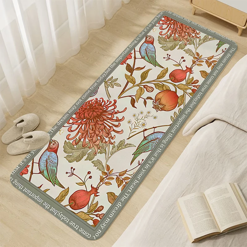 

Sleeping Room Rug A-Vintage Flowers Bathroom Rug Aesthetic Door Entrance Carpet for Kitchen Floor Mat Front Door Non Slip Carpet