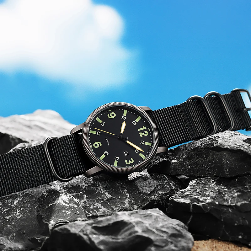 Enhanced Field Watch with Luminous Display and Fabric Strap