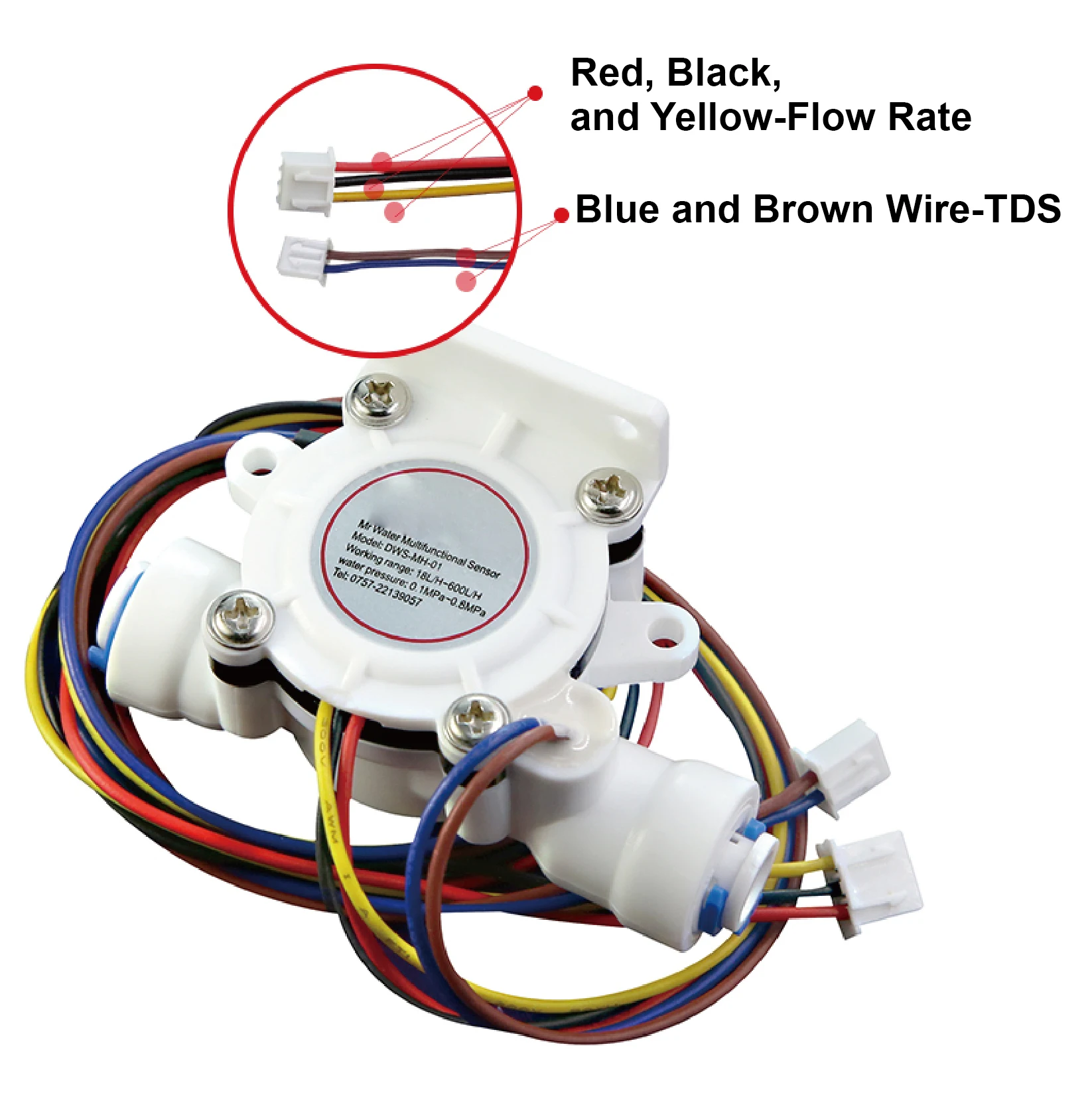 MH-01 MH-02 Water Flow Sensor TDS Hall Effect Flowmeter Quick Connect Temperatur