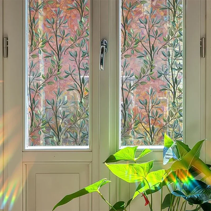 Green Vines Window Privacy Film - Double-Sided Static Cling Decor