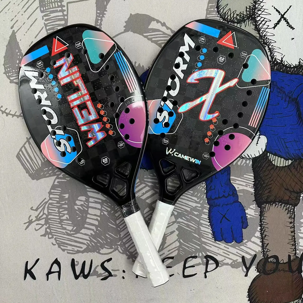 2023 new original camewin18k super soft eva carbon fiber beach tennis racket with bag