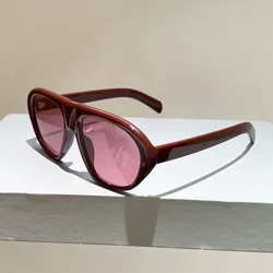Vintage Leopard Gradient Oval Sunglasses - UV400 Elegant Outdoor Shades (Red)