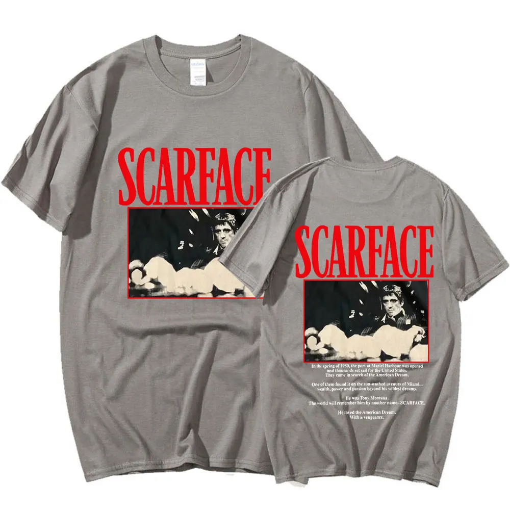 90s Movie Scarface Tony Montana T-shirt Graphic Print Oversized T-shirts  Men's Clothing Vintage Hip Hop Punk T Shirts Streetwear