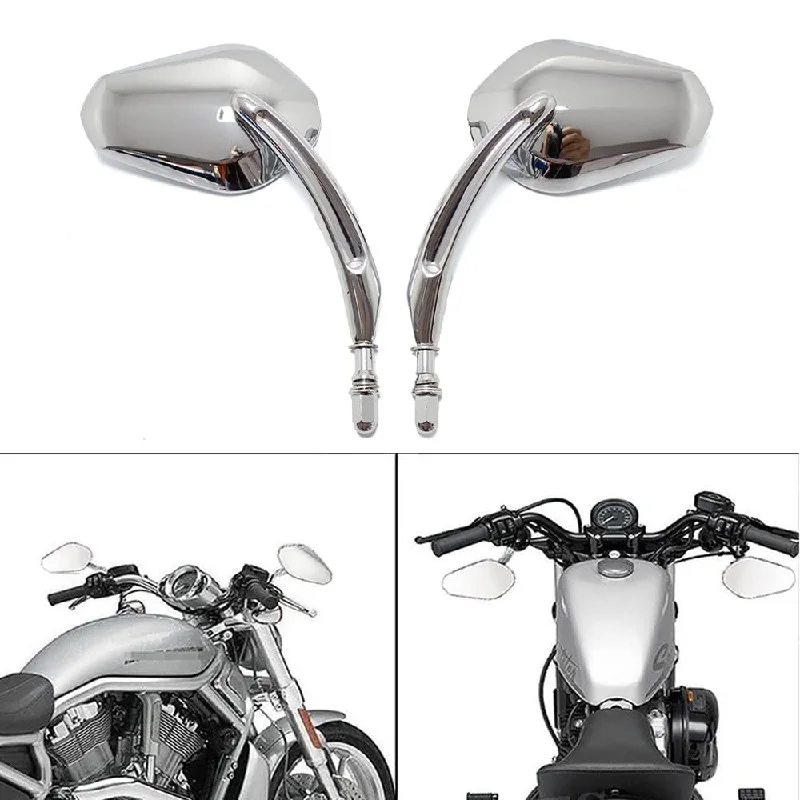 Motorrad Links Rechts Rückspiegel Für Harley Davidson Street Glide Road King  Schwarz und Chrom Seite Spiegel Ersatz - AliExpress