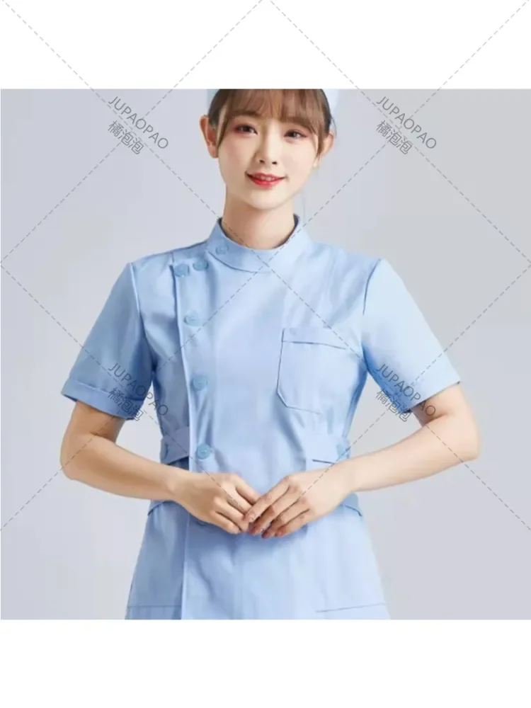 

White Top+pants Sleeve Scrubs Uniforms Women Pet Grooming Clinic Nursing Clothes Workwear Nurse Scrub Work Pink Medical Uniform