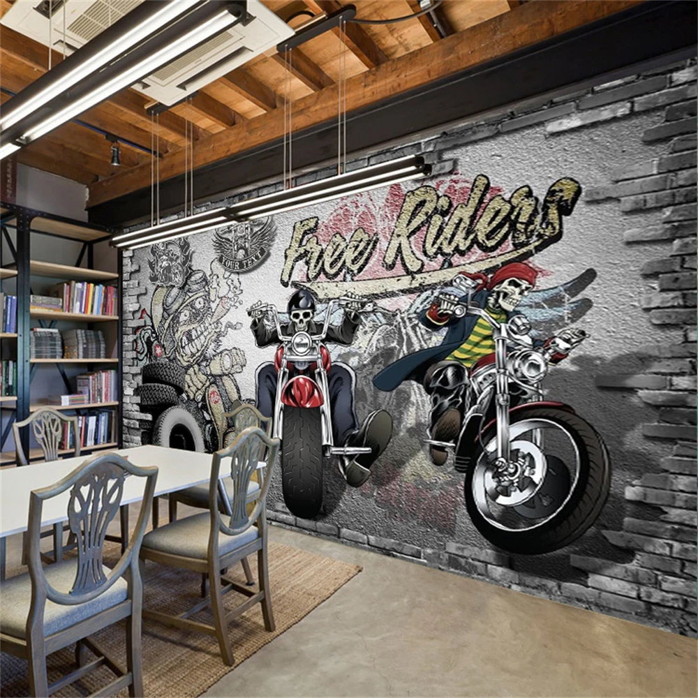 Papel tapiz Retro nostálgico personalizado, papel tapiz 3D con  personalidad, ktv, bar, Internet, cafetería, motocicleta, coche, graffiti,  herramientas de restaurante - AliExpress, image size:1000x1000