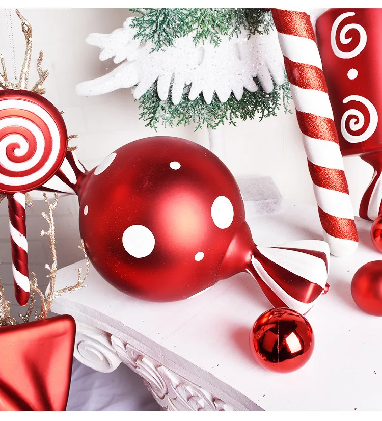 20-40cm Christmas candy hanging window bar Christmas atmosphere decoration tree red and white candy decoration