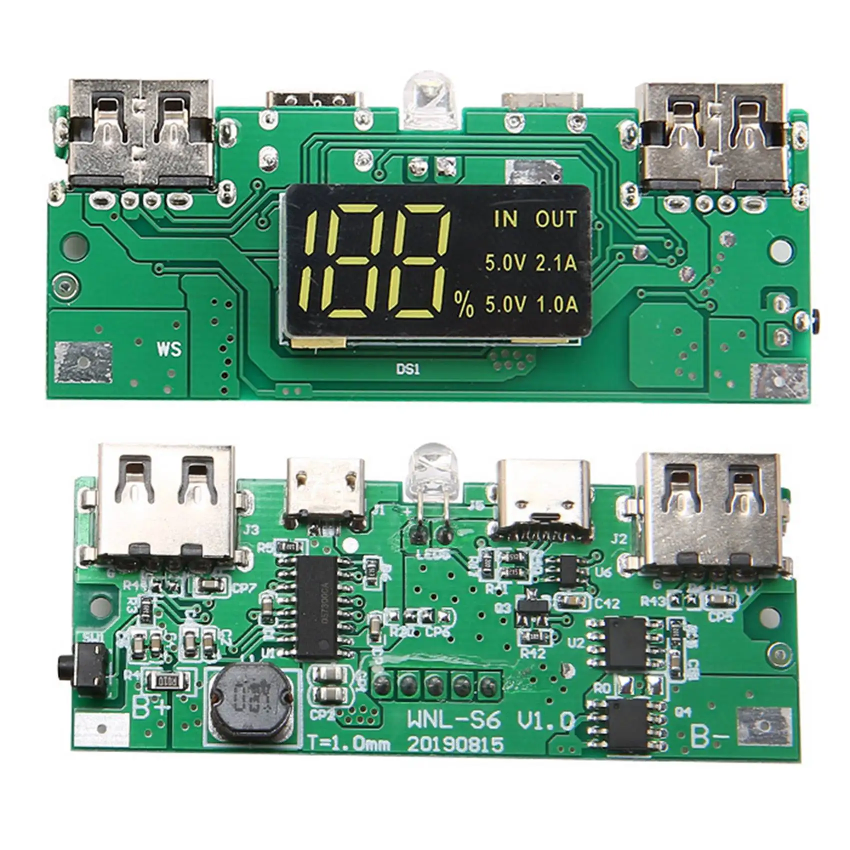 18650 Battery Power Bank Box 5V 2.1A LCD Display 20000MAh Power Board for 6X18650 Battery DIY Powerbank Case(Black)