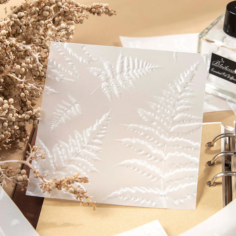 

20 PCS Material paper three-dimensional sense of light retro embossed plants DIY handbook sulfate paper simple fashion 4 types
