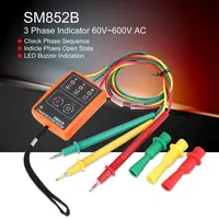 SM852B 3 Phase Rotation Tester Digital Phase Indicator Detector LED Buzzer Phase Sequence Meter Voltage Tester Tools 60V~600V AC 2