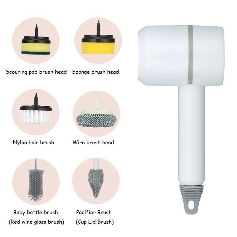  SOARING Electric Cleaning Brush, Cordless Electric Scrubber for  Kitchen,Bathroom,Shower Door,Bathtub,Mirror,Tile,Tub,Dish,Sink,Grout  Handheld Household Motorized Brush(White) : Home & Kitchen