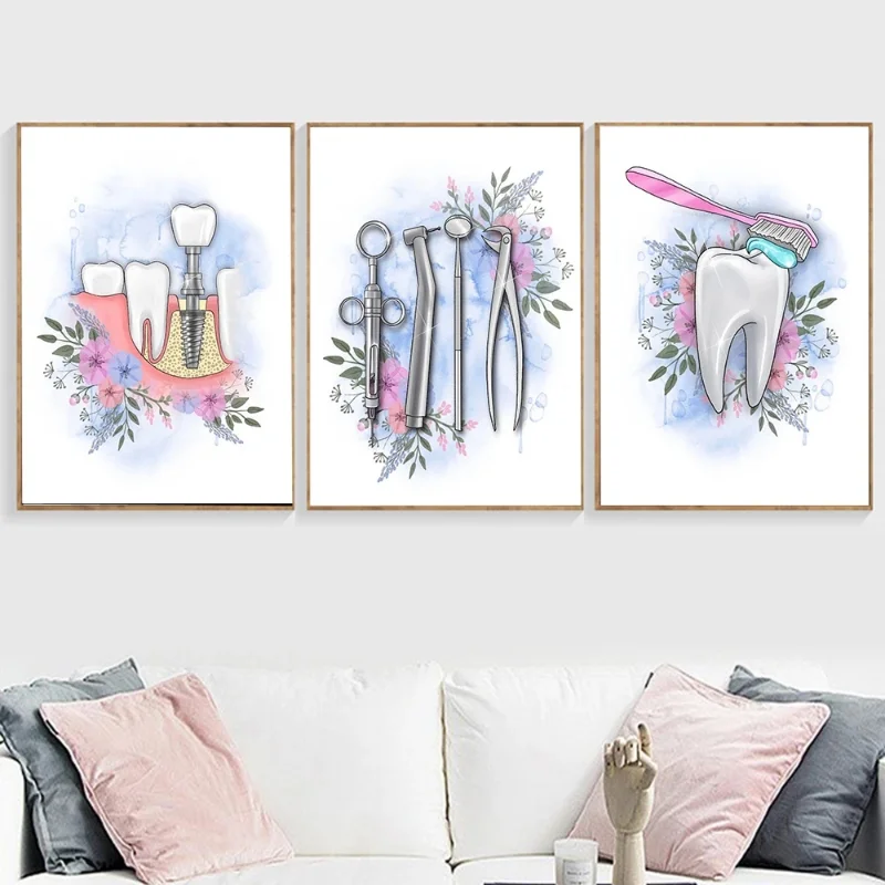 Tooth Implant Canvas Wall Painting Dental Art Poster Dentist Anatomy Prints Medical Wall Art Pictures Hospital Clinic Decoration view 4