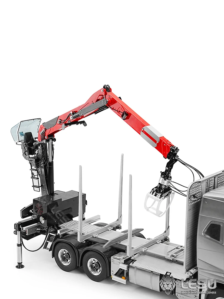 LESU 1/14 RC Hydraulic Crane Truck 6*6 FH16 Wood Timber Flatbed Transportation Car Metal Radio Control Model Cab No Included 6