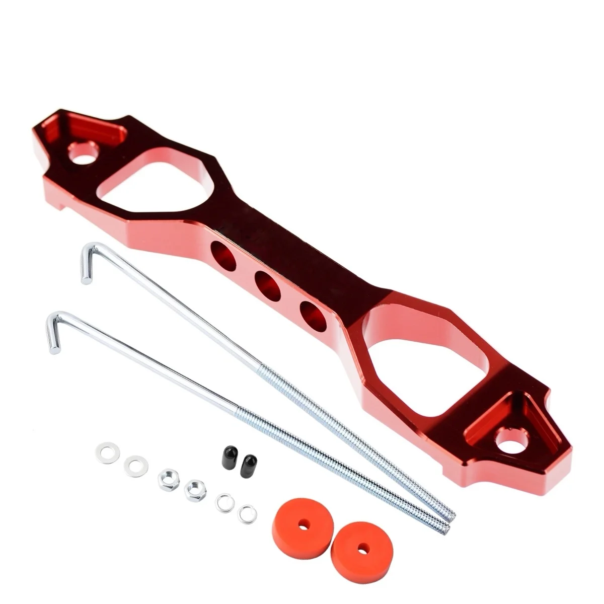 Battery Holder 19cm Heavy Duty Battery Tie Down Aluminium Hold Down Bracket with 2x J Hook Bolts Car and Truck Battery Holder Mount CIVIC