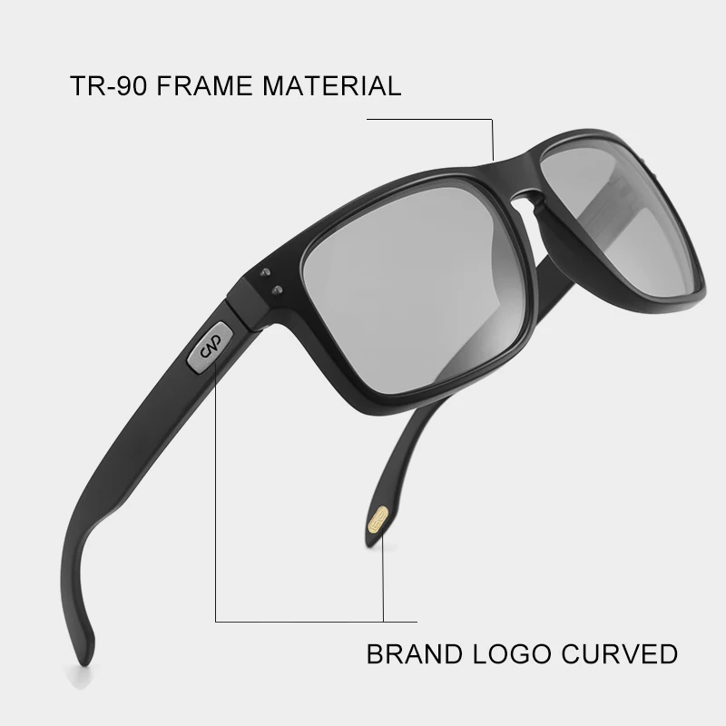 Polarized Sunglasses CAPONI Men Vintage Brand Designer Driving Sun Glasses Photochromic Square TR Frame Black Shades BS9417