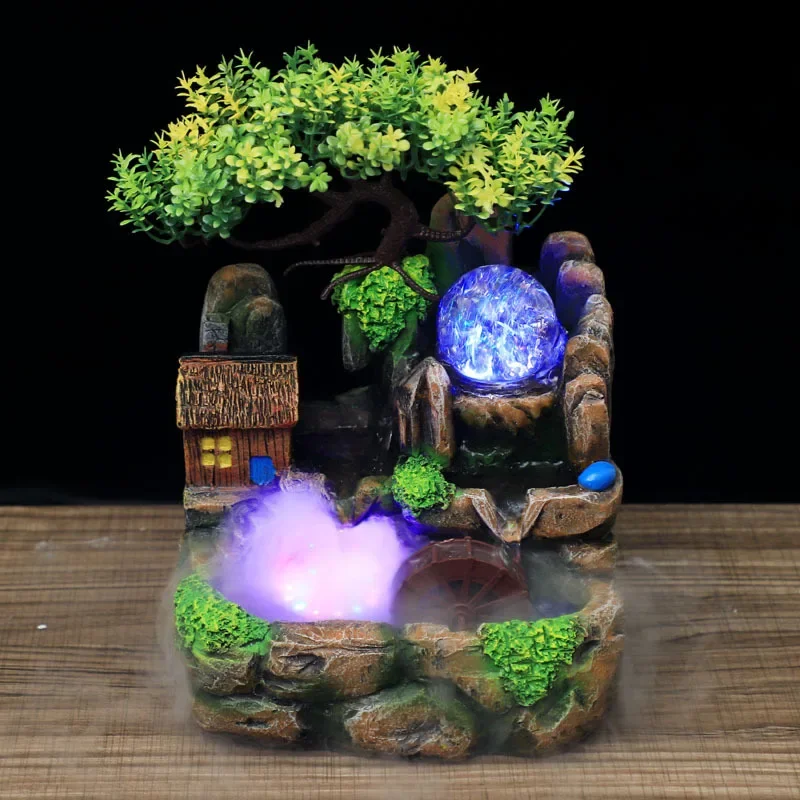

Украшения для воды для офиса и помещений, настольные подарки Shui, фэн-Декор, каучуковые светодиодные светильники с фонтаном и водопадом для дома
