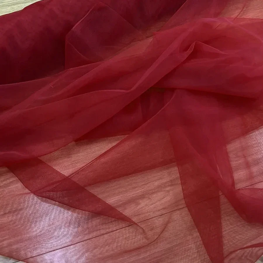 Elegant Red Wine Hanging Mesh Fabric for DIY Wedding and Festival Decor