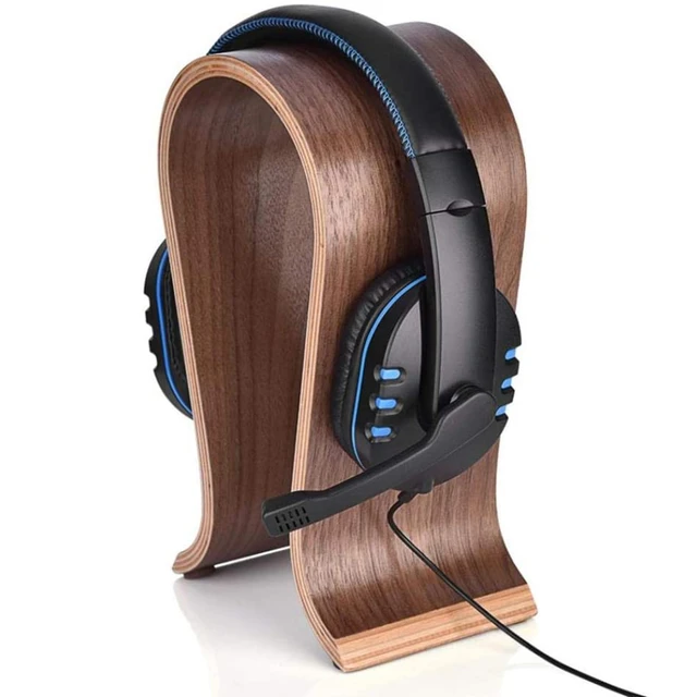 Wooden Headphone Stand U Shape Headphone Holder Classic Walnut Finish  Headset Stand Hanger For Home Office Studio Bedroom