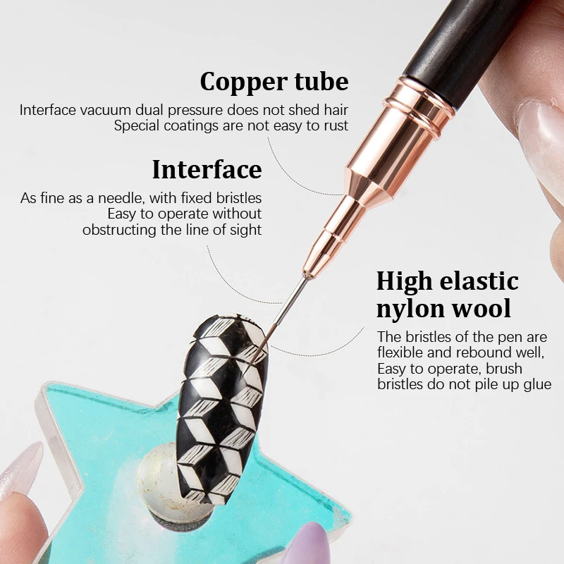 Sandalwood Nail Art Needle Tube Wire Drawing Pen Ultra-Fine Wire Drawing Pen Set Colored Hook Brush