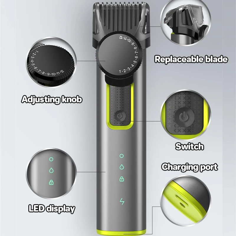 Beard Trimmer for Men Adjustable Hair Clippers Electric Cordless Kit Waterproof Professional Barbers Set Mens Mustache Trimmers