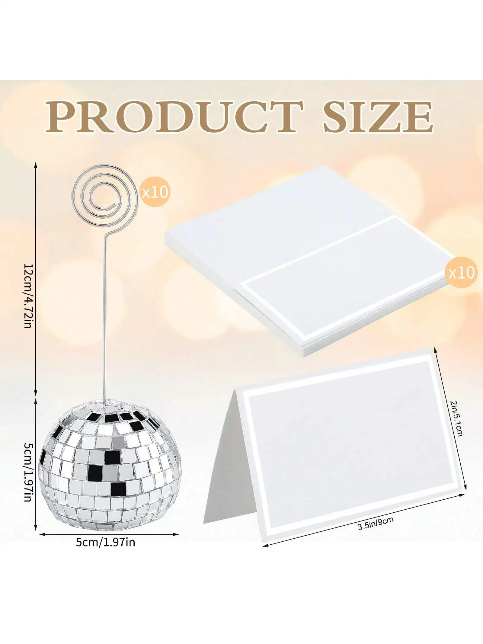 Disco Ball Place Card Holder Table Number Photo Holder Stand Swirl Wire Place Name Card Clips for Christmas Wedding Party