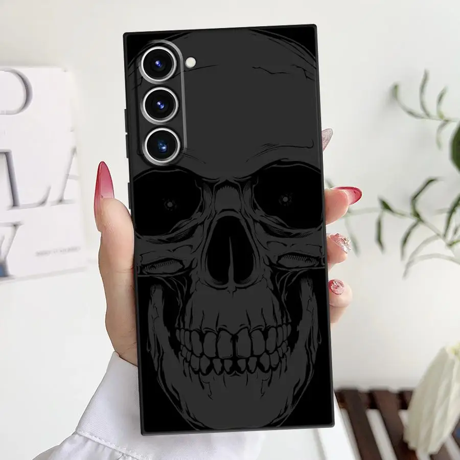 Spooky Skull Patterns Black Soft Phone Cover