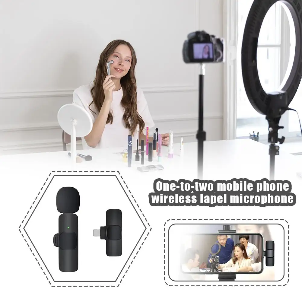 Wireless Lavalier Microphone Audio Video Recording Mini Mic for Streaming Vlogging Voice Recording Plug & Play S1d3db253c8314e51af1772360db2a8bc3