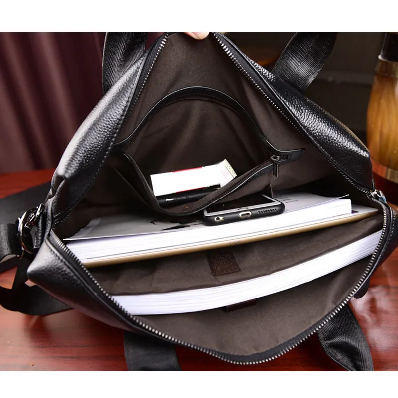 Men Genuine Leather Briefcase Large Business Office Handbag Male Leather 14\