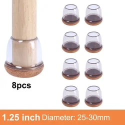 Silicone Furniture Leg Protectors with Thick Felt Pads - Noise Reduction and Floor Protection (Set of 8) (Diameter 25 - 30mm)