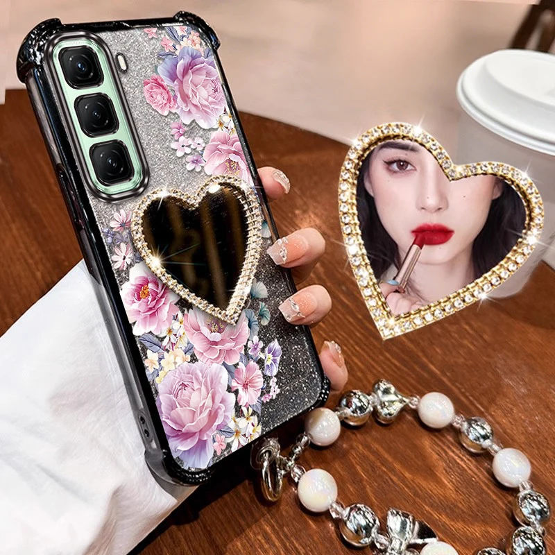 Elegant Splendid Flowers Plating Bracelet Holder Phone Case