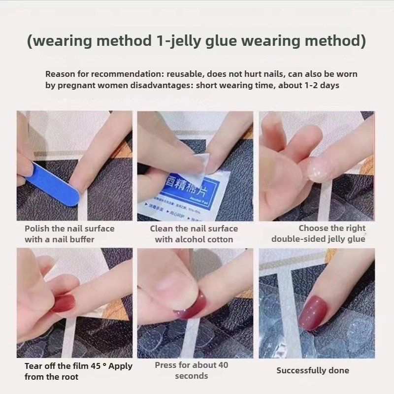 수제 프렌치 블루 오션 프레스온 네일, 핸드카빙 꽃 디자인 가짜 손톱, 착용 가능 재사용 가능한 네일, 소녀 및 여성용