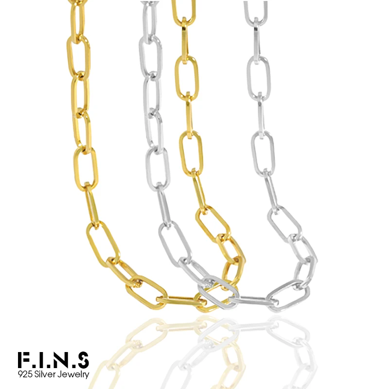 F.I.N.S-Cadena de eslabones con diseño INS, S925 gargantilla de de ley, cadena de clavícula, fina apilable de plata 925 - AliExpress Joyería y