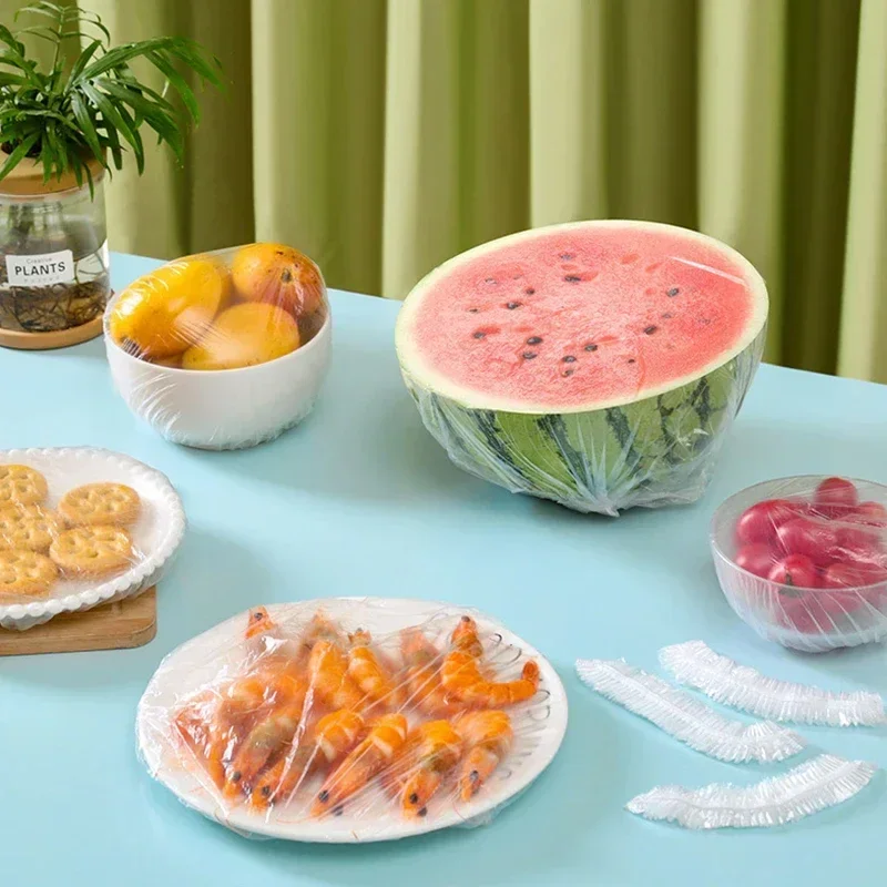 50/100/200pcs Disposable Plastic Waterproof Shower Cap Food Non-woven