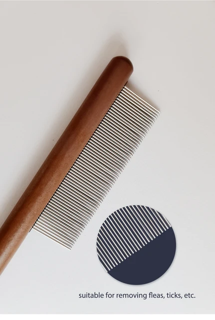 Pettine Antipulci Per Cani E Gatti - 2 Pezzi In Acciaio Inossidabile Per Pelo Lungo - Foto 3