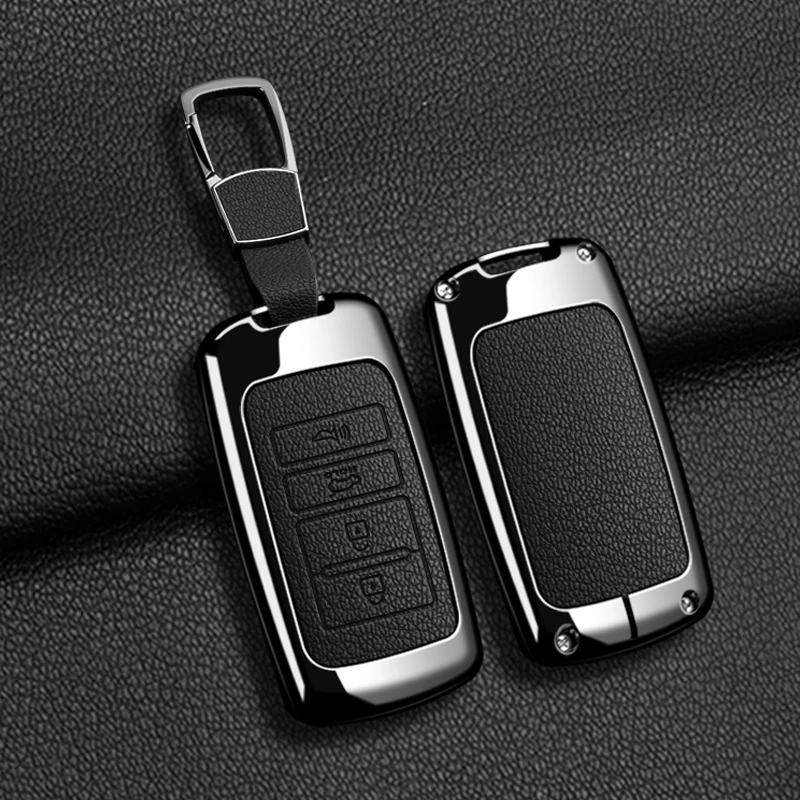 Zinklegierung Leder Autoschlüssel Hülle Fob Protect für Kia 4-Tasten Sorento K900 K7 Cadenza Zubehör Schlüsselanhänger Halter Shell Tasche
