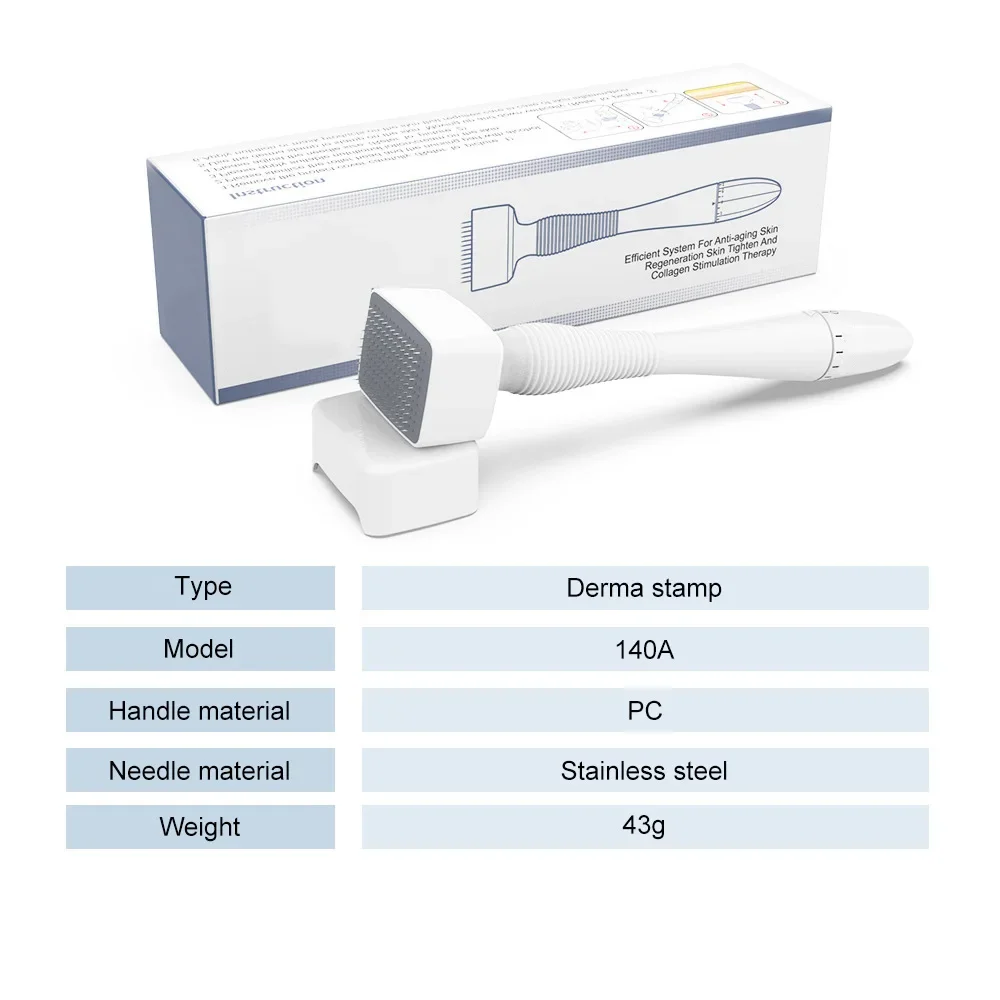 DRS 140A Derma Stamp Adjustable Needle Length Microneedle Real Needle Skin Care Beard Growth Scalp Hair Re-Growth Acne Scar Pits