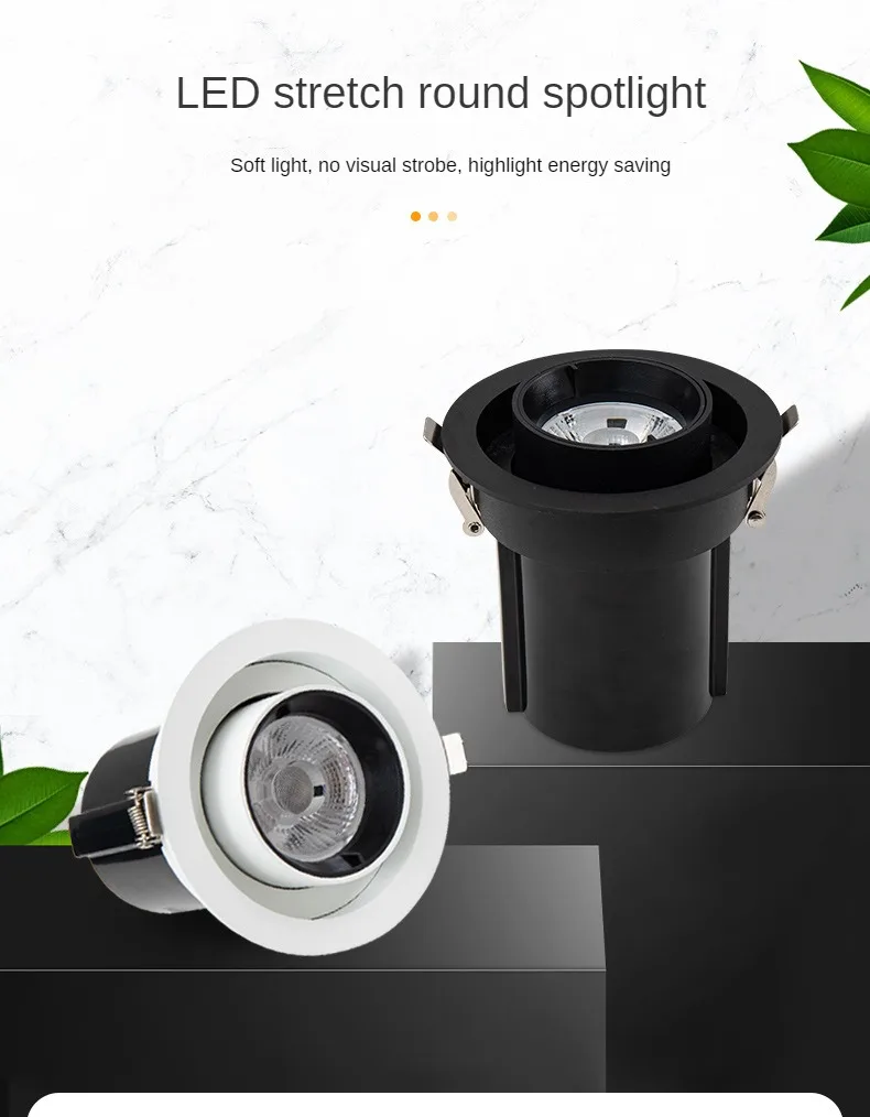 Description Picture 2 of itemAC220V Aluminum LED Downlight 7W/12W/18W/24WCOB Chip Rotatable Recessed Spotlight Stretchable Ceiling Light