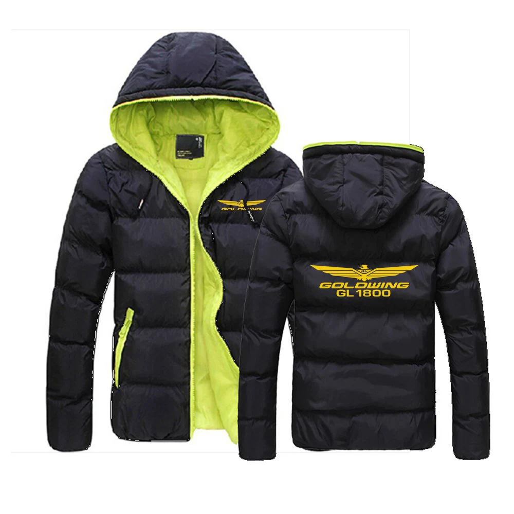 

Goldwing GL1800 Japan Motocycles 2023 Men's New Winter Color Block Hooded Jacket Cotton Padded Thick Warm Outwear Tracksuit Top