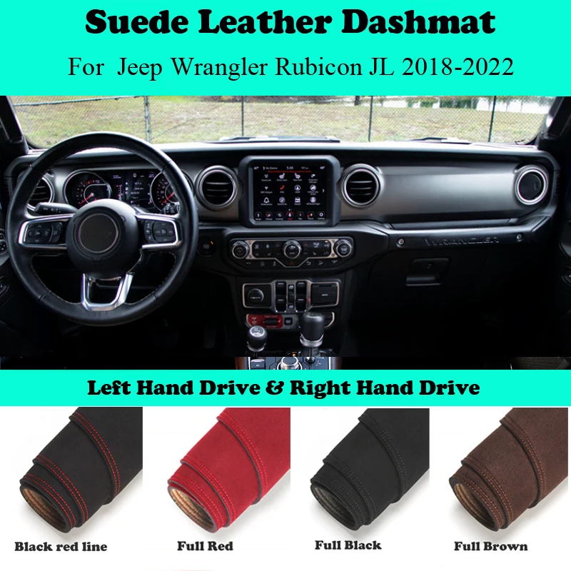 

Ornaments Car-styling Suede Leather Dashmat Dashboard Cover Dash Mat For Jeep Wrangler Rubicon JL 2018 2019 2020 2021 2022