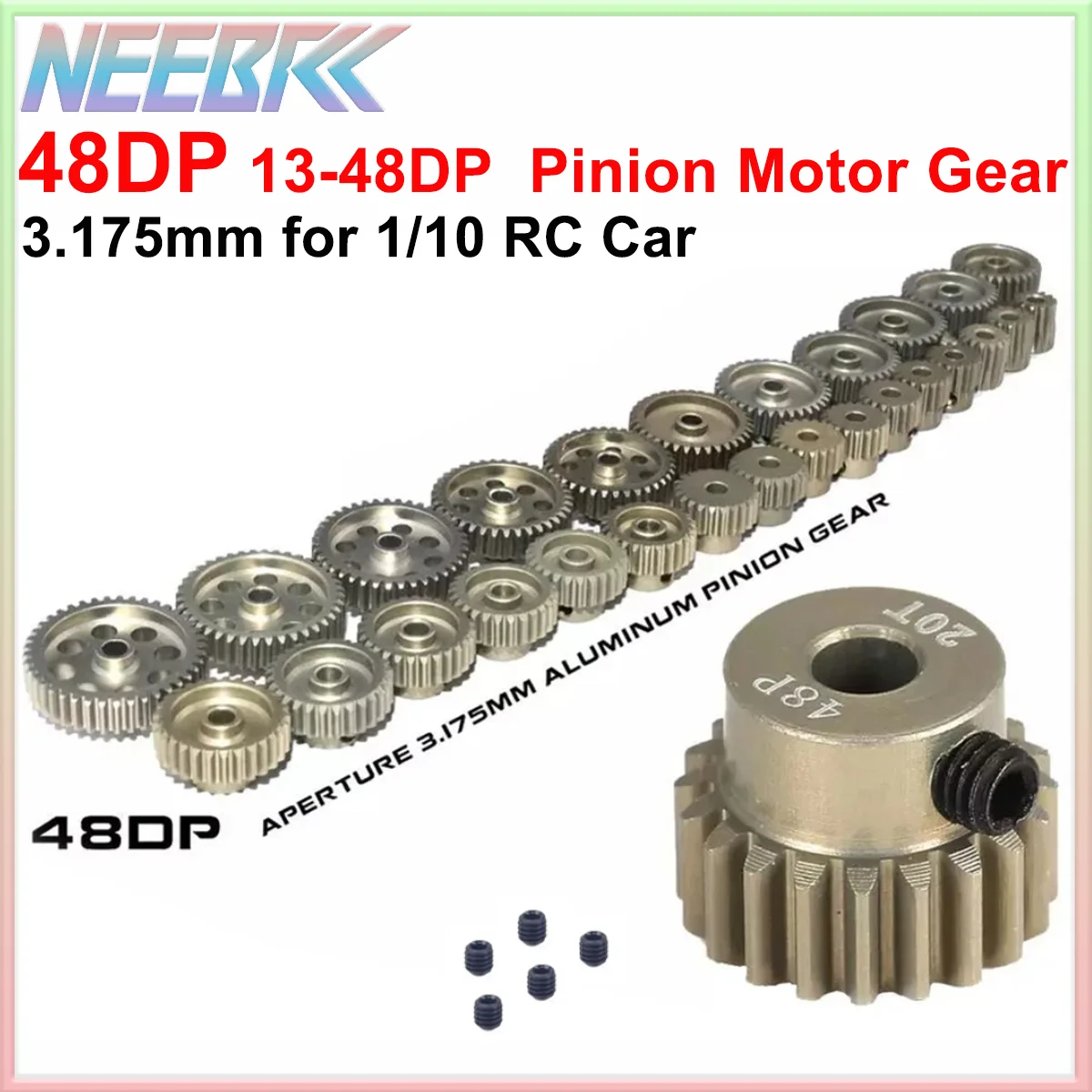 48DP 3,175mm Aluminium Metall Ritzel Motor Getriebe 13T-20T 21T-25T 26T-30T 31T-40T 41T-48T Für 1/10 RC Autos Lkw Drift Modell Motor