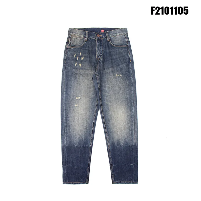 

Vintage Jeans Autumn And Winter Distressed Blue Denim Jeans Youth Casual Denim Pants No Stretch Denim Trousers
