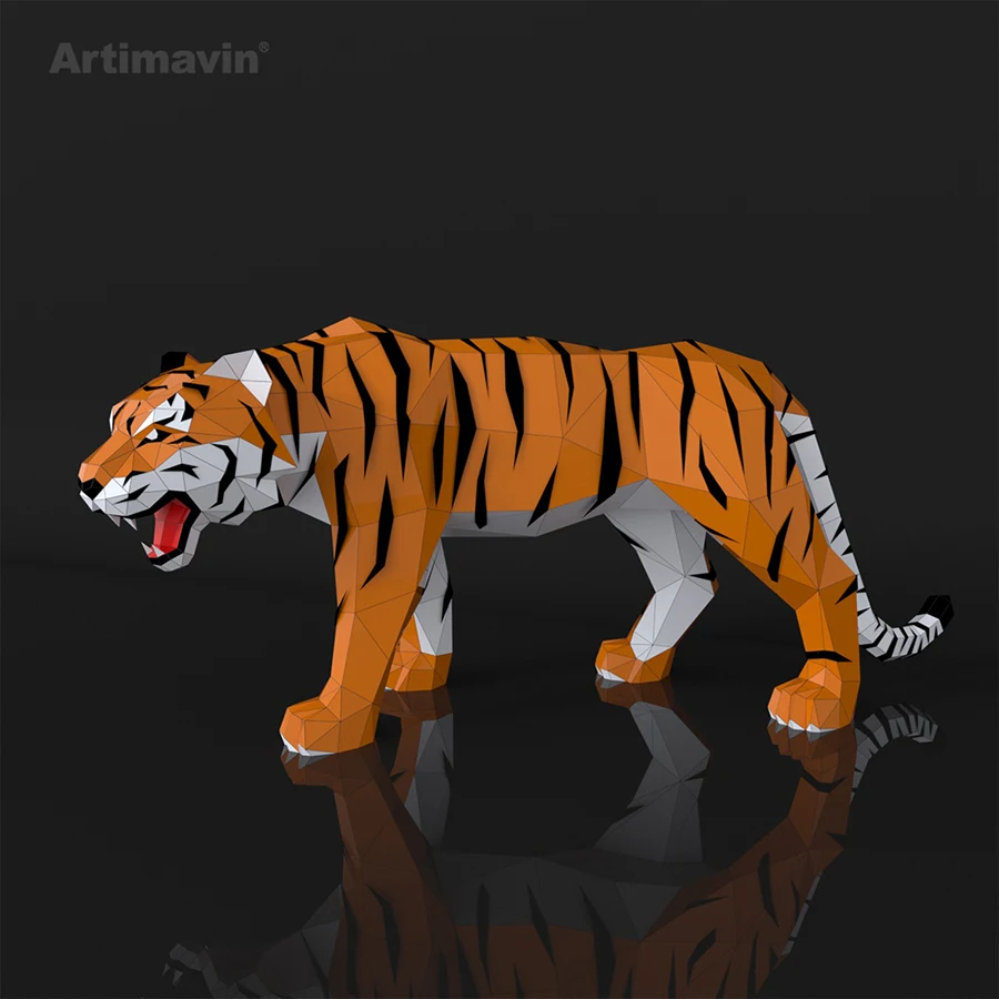 Tiger White Tiger Animal Floor Art Handmade Diy Paper Model Creative Three-dimensional Ornament