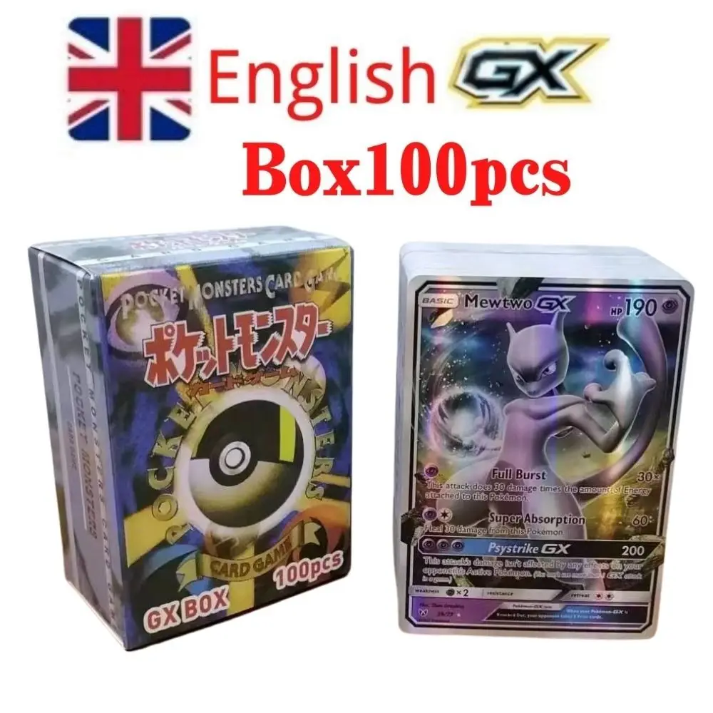 100Pcs GX Holographic Pokemon Cards in Portuguese Letter with Rainbow  Arceus Shiny Charizard trade card children toys