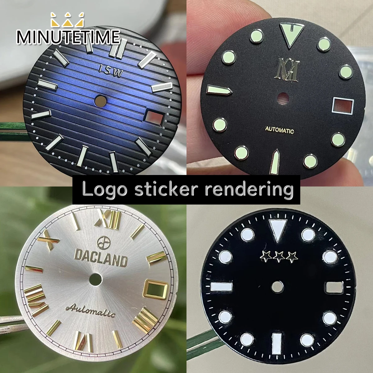 DIY Customize Watch Dial 28.5mm NH35 Sterile Dial Men Mechanical Watch WristWatch Sterile Green Blue Luminous Mod Parts