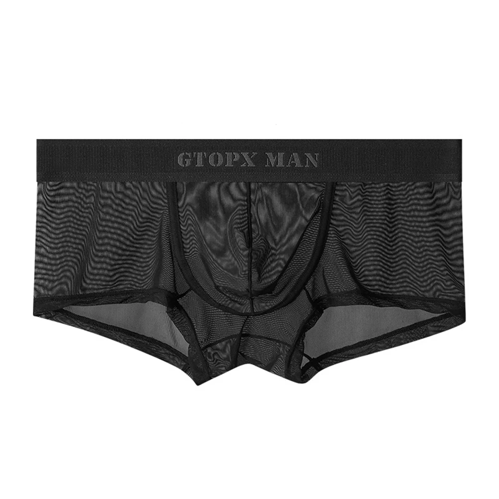 Sexy Mens Briefs Mesh See-through Pouch Boxer Bikini  Convex Pouch Underwear Soft Breathable High Quality Boxershorts Gift