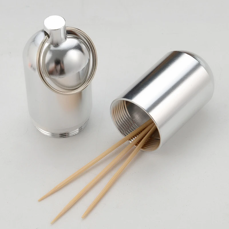 Toothpick Box Pill Box Container Keychain Waterproof Aluminum For Travel Camping Health Care