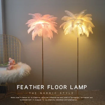 Lampada da terra con piume nordiche Decorazioni per la casa per soggiorno Divano Scrivania Lampada da ufficio Camera da letto Luci notturne a LED Lampada da terra 1