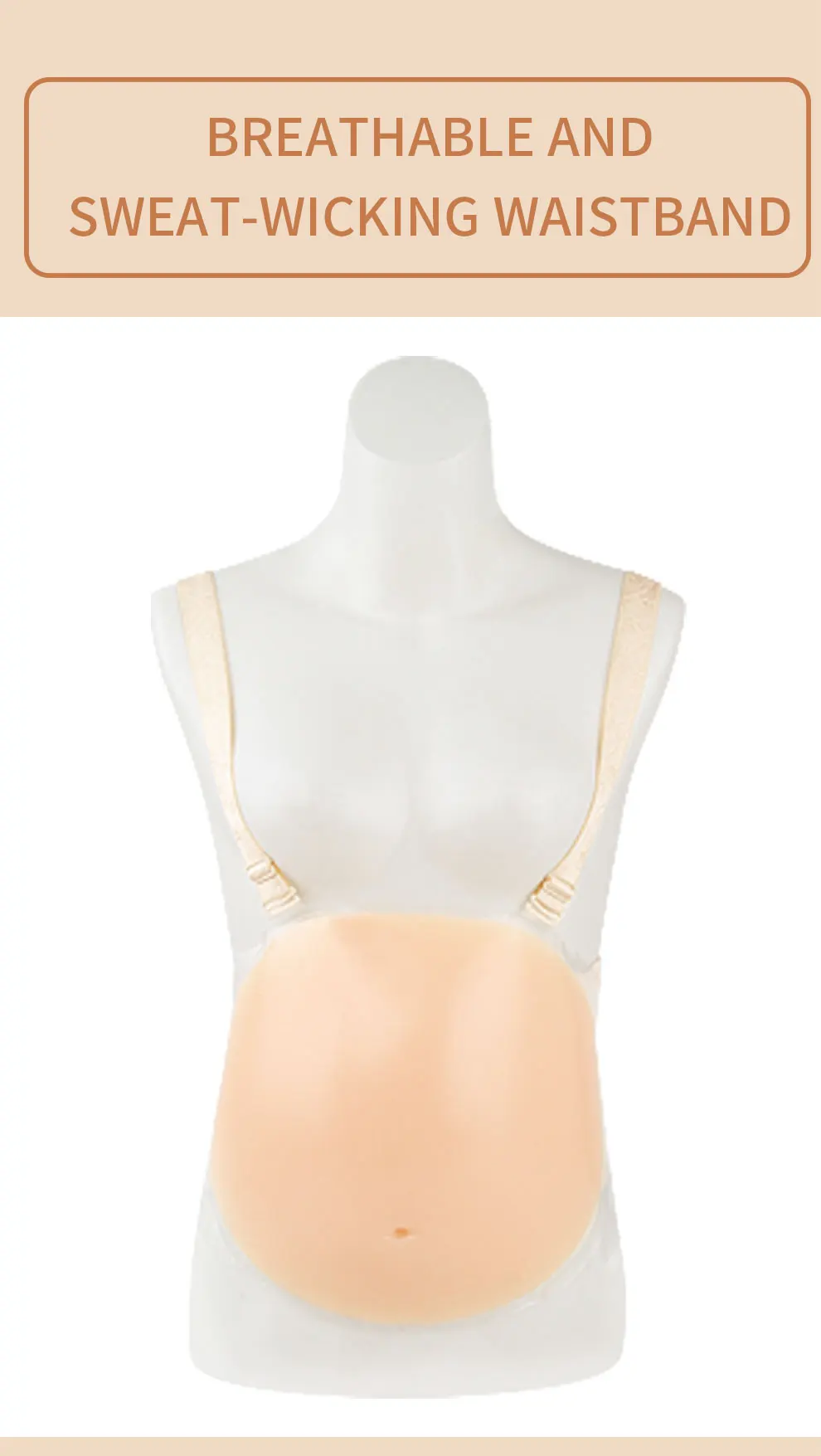 LERVANLA Shoulder Strap Fake Pregnant Belly Skin Adhesive Backside Silicone Stomach for Unisex Show Props Oversized Twins
