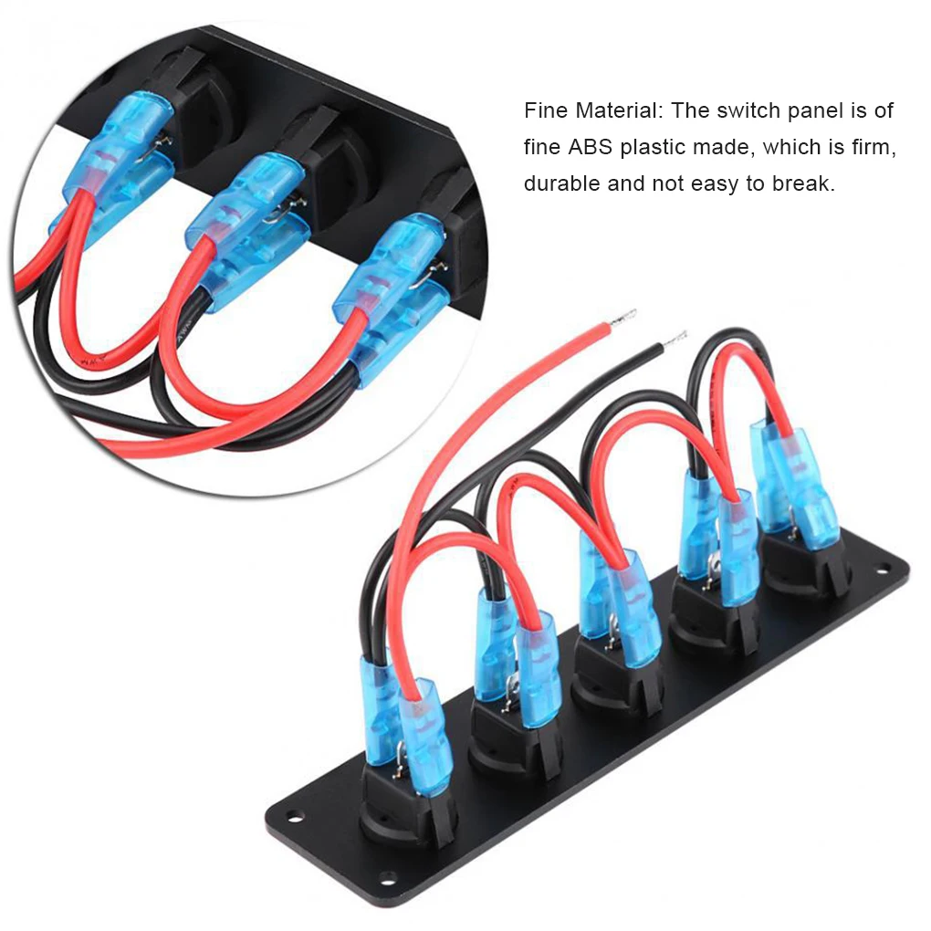 

ABS Auto 5 Gang 3 Pin Switch Panel Universal Professional IP67 Waterproof Automotive Boats Foglight Switches Part Accessories