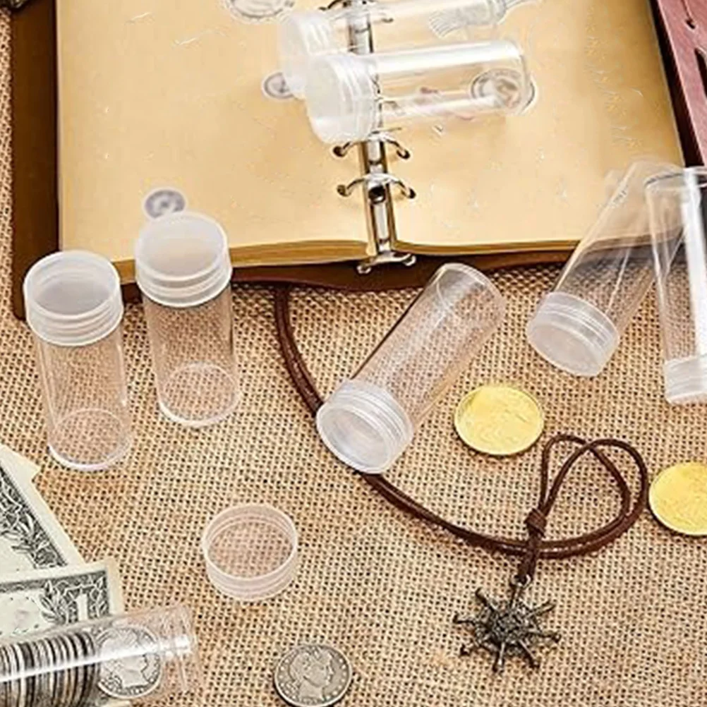 

10pcs Coin Tubes Quarter Rolls Wrappers Plastic Coin Holders Coin Storage Tube